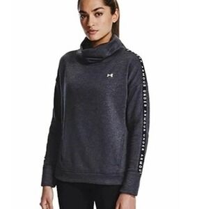 Under Armour Funnel Neck Pullover Sweatshirt‎ Gray Logo Tape Trim